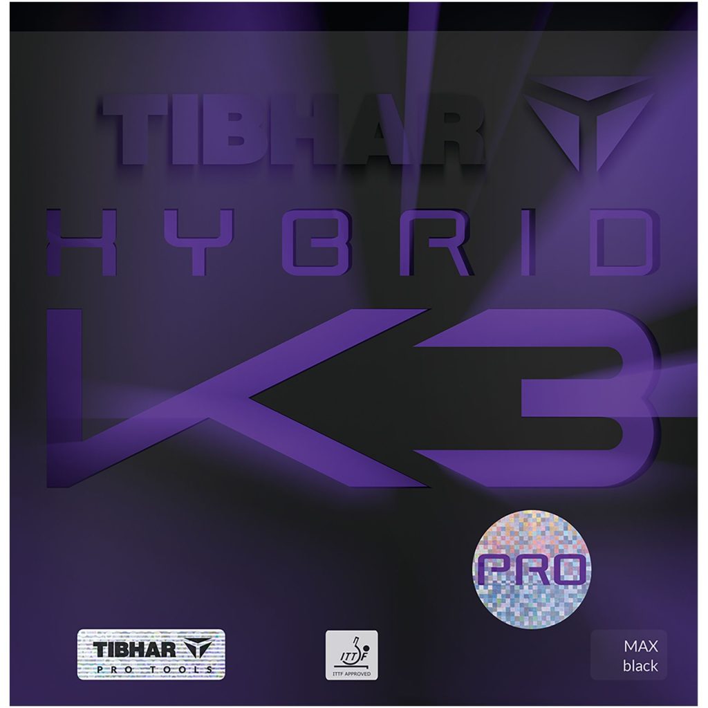 Revêtement De Tennis De Table Tibhar Hybrid K3 Pro - Noir - Épaisseur 2.3 Mm - Pour Jeu Offensif Puissant Et Précis